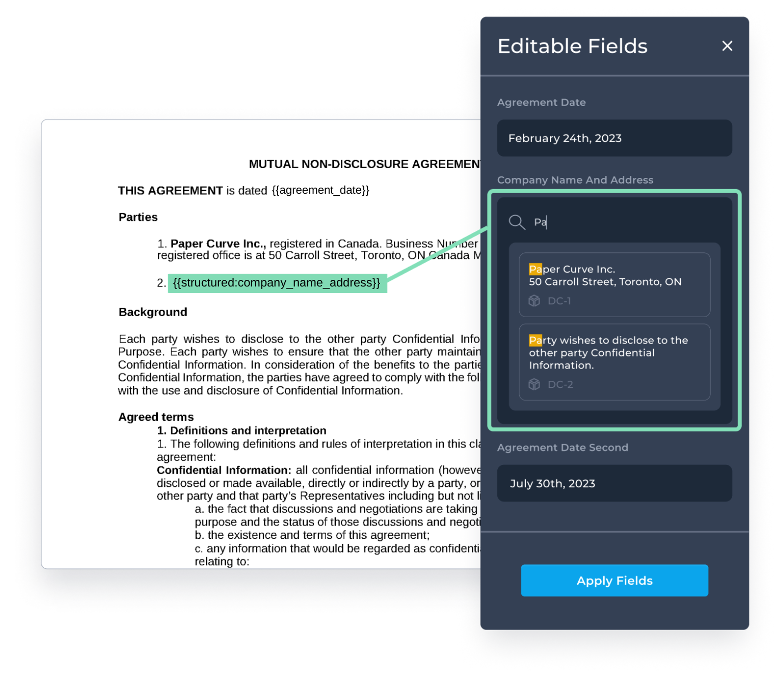 A section of text highlighted so that a related comment or reference annotation may be made.